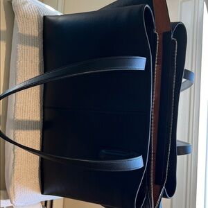 Sleek Black Leather Tote Bag